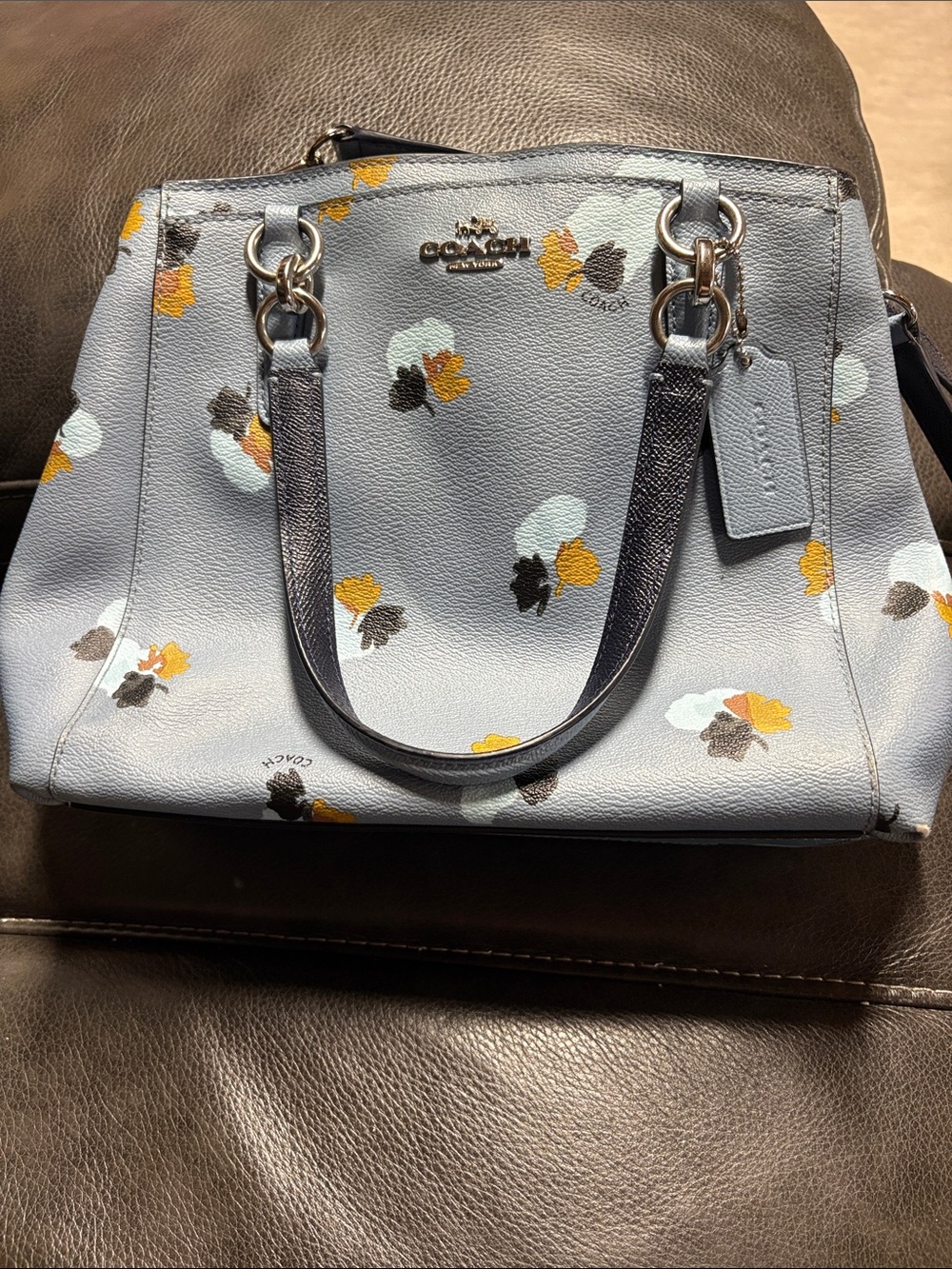 Coach Minetta Floral Blue Satchel 2-way Bag